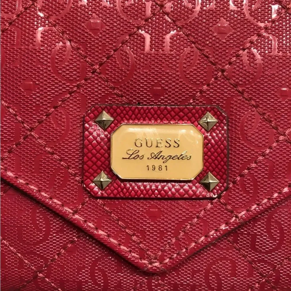 Guess Deep Pink Monogram Crossbody